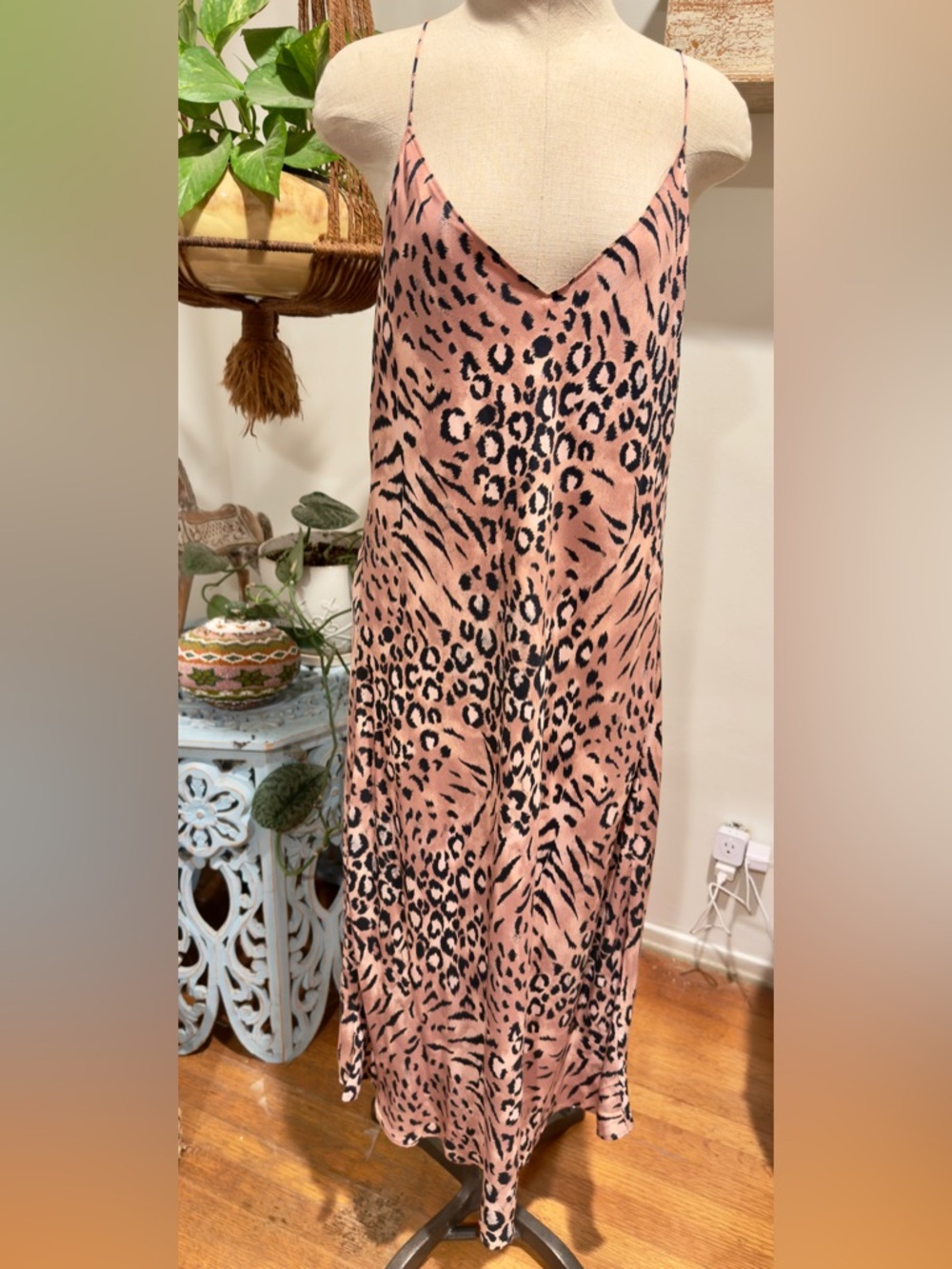 PAIGE Leopard-Print Asymmetrical Slip Skirt in Tan and Black